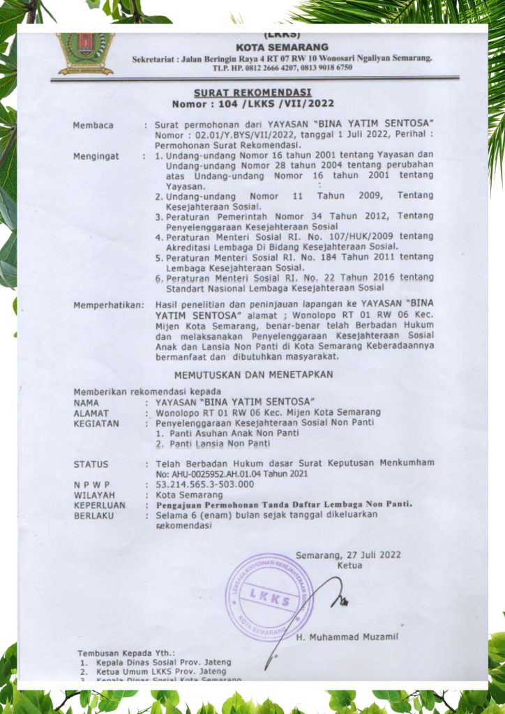 Surat Rekomendasi BIYAS