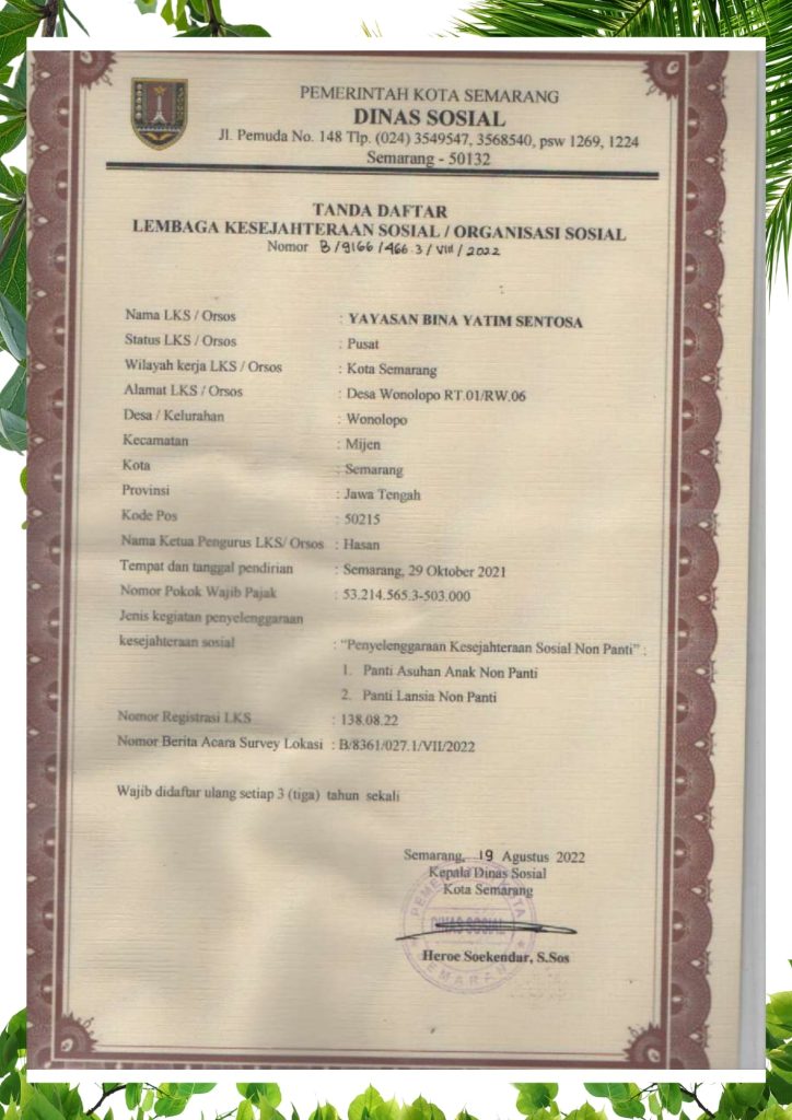 Tanda Daftar Yayasan BIYAS
